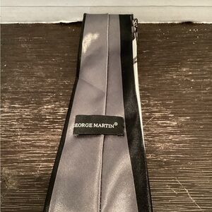 Mens George Martin White and Black 100% Silk Tie